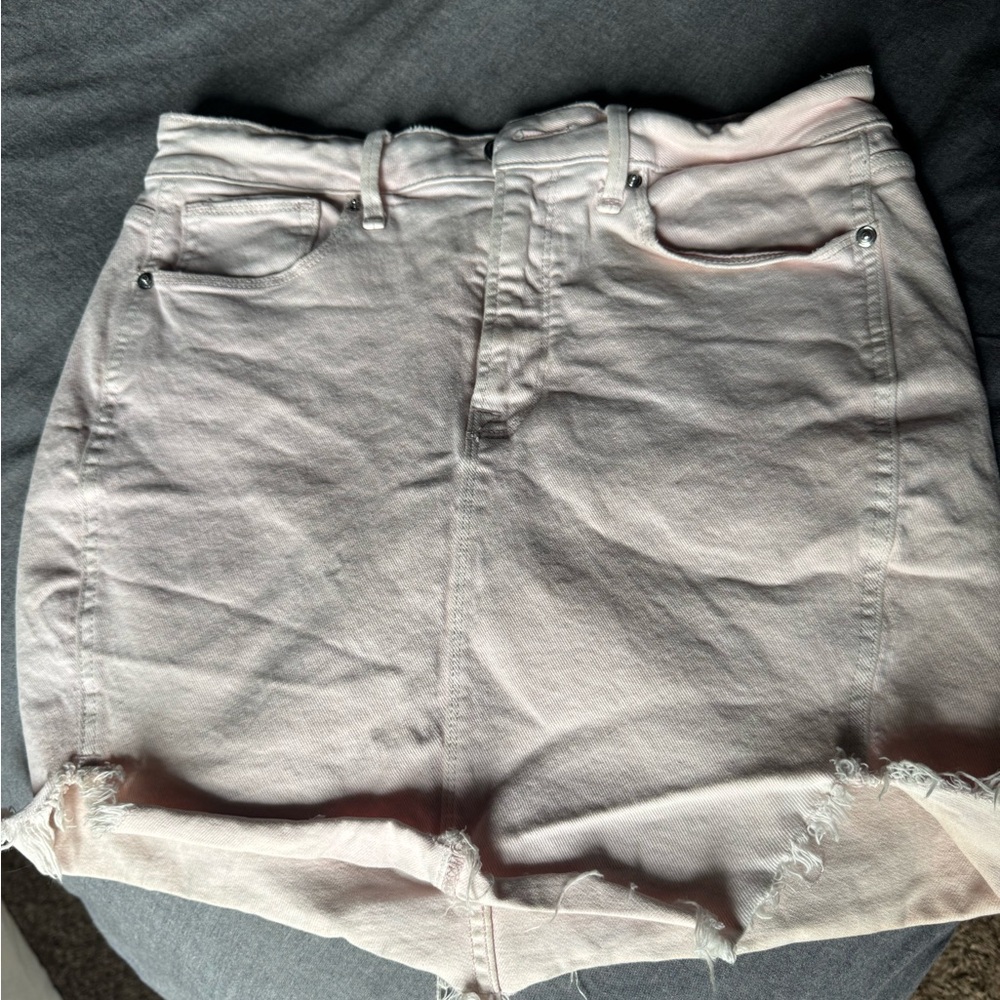 Good American Blush Pink Denim Skirt